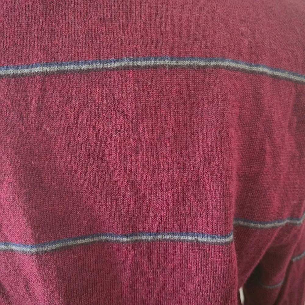 Banana Republic V-Neck Men's Sweater Burgundy 100% Merino Wool Autumn Fall Work